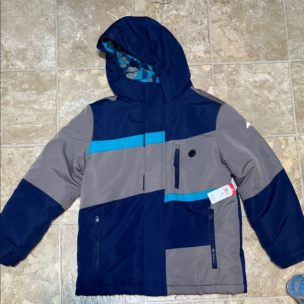 NWT Athletech Kids Colorblock Puffer Jacket - Navy and Gray
